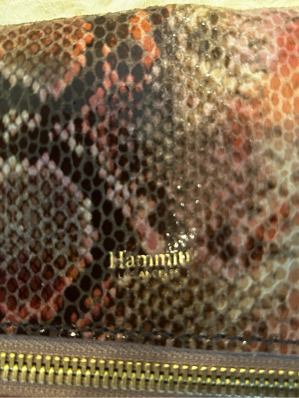 Limited edition Hammitt Snake Print Leather crossbody purse in Brown/Red